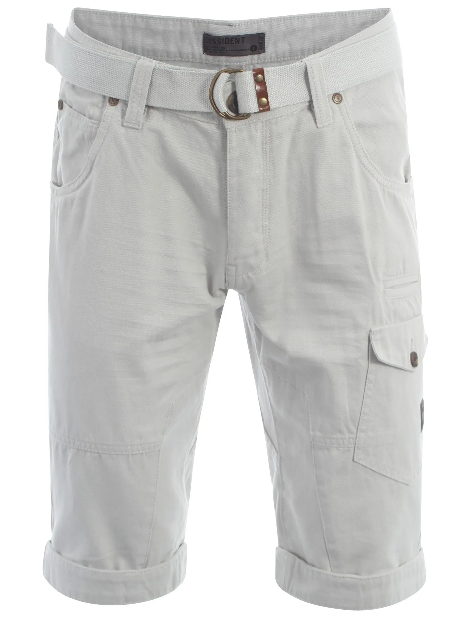 Cargo Shorts With Free Matching Belt in Grey - Dissident