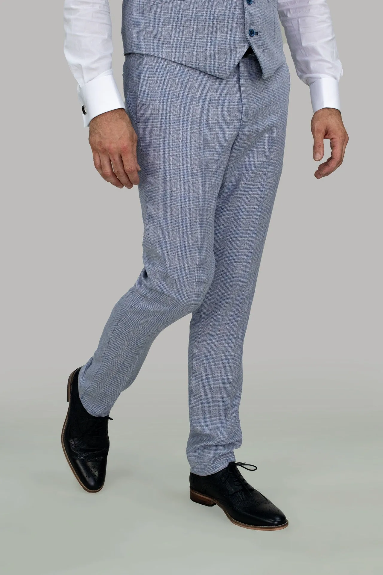Caridi Slim Fit Sky Check Three Piece Suit