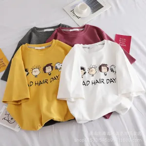 Casual Minimalist T-Shirt Women Short Sleeve Summer Korean Loose Half Sleeved Tops INS T-Shirt