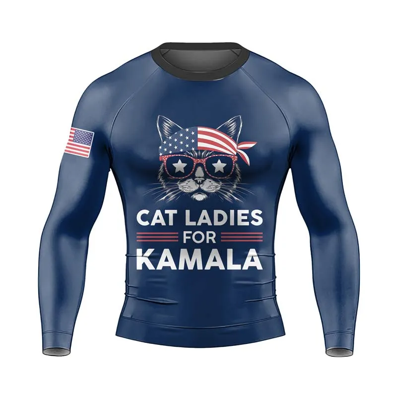 Cat Ladies For Kamala Men's Long Sleeve Rash Guard