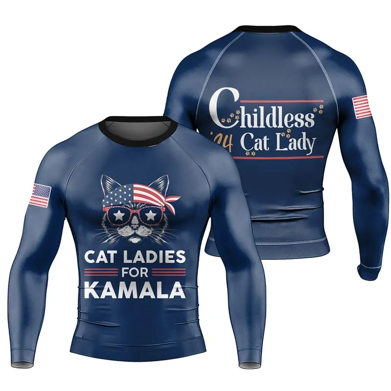 Cat Ladies For Kamala Men's Long Sleeve Rash Guard