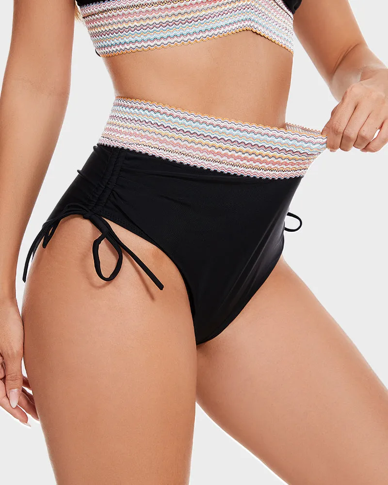 Colorblock Bikinis Set Tummy Control High Waisted Swimsuits