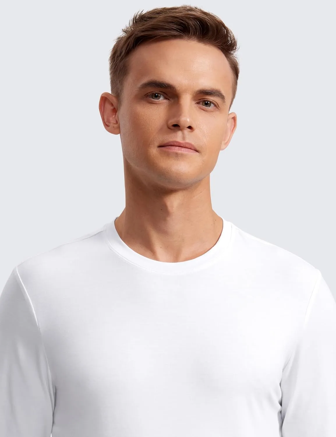CRZ YOGA Mens Long Sleeve Basic Shirts Moisture Wicking Workout Tops Casual Crewneck Comfort T-Shirt