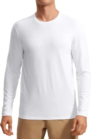 CRZ YOGA Mens Long Sleeve Basic Shirts Moisture Wicking Workout Tops Casual Crewneck Comfort T-Shirt