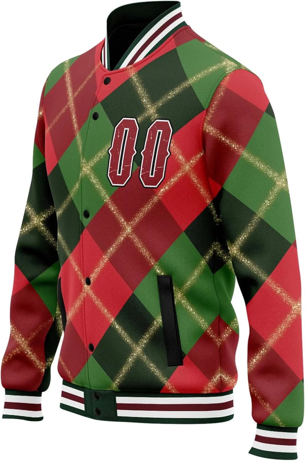 Custom Christmas Varsity Jacket | Warm Cotton-Padded Winter Coat | Customizable Festive Outerwear | Personalized Gift