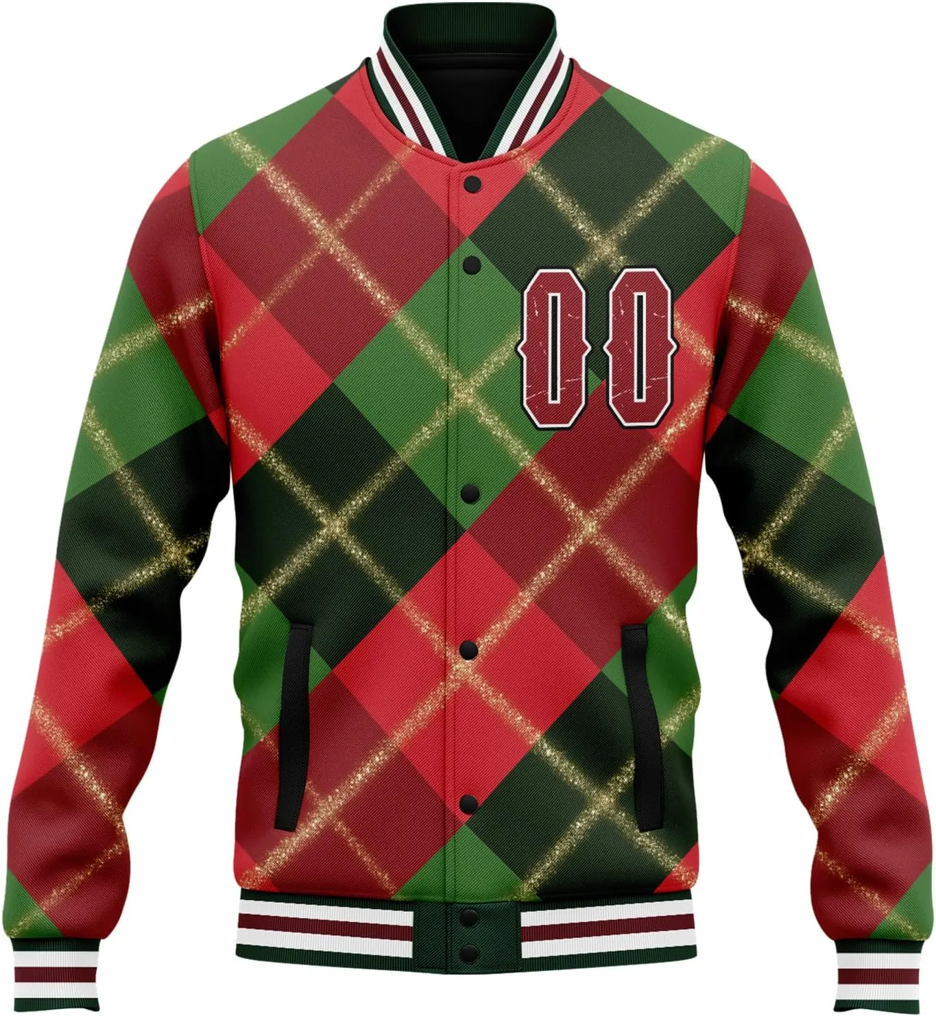 Custom Christmas Varsity Jacket | Warm Cotton-Padded Winter Coat | Customizable Festive Outerwear | Personalized Gift