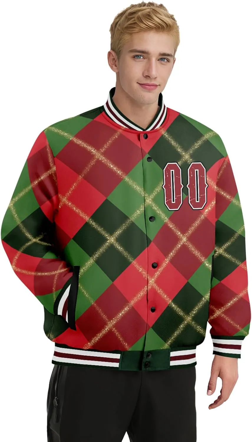 Custom Christmas Varsity Jacket | Warm Cotton-Padded Winter Coat | Customizable Festive Outerwear | Personalized Gift