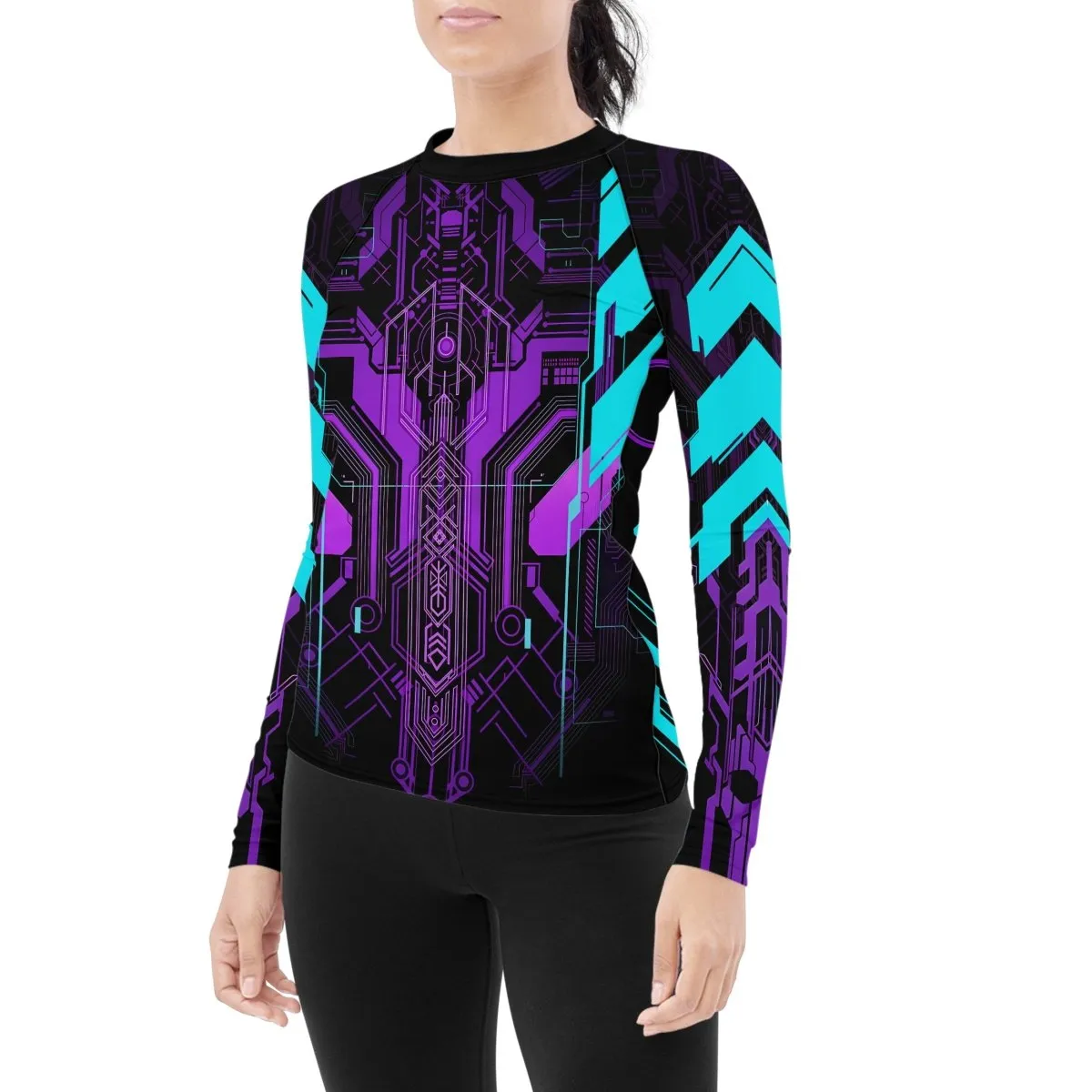 Cyberpunk Ultraviolet Women's Long Sleeve Rash Guard