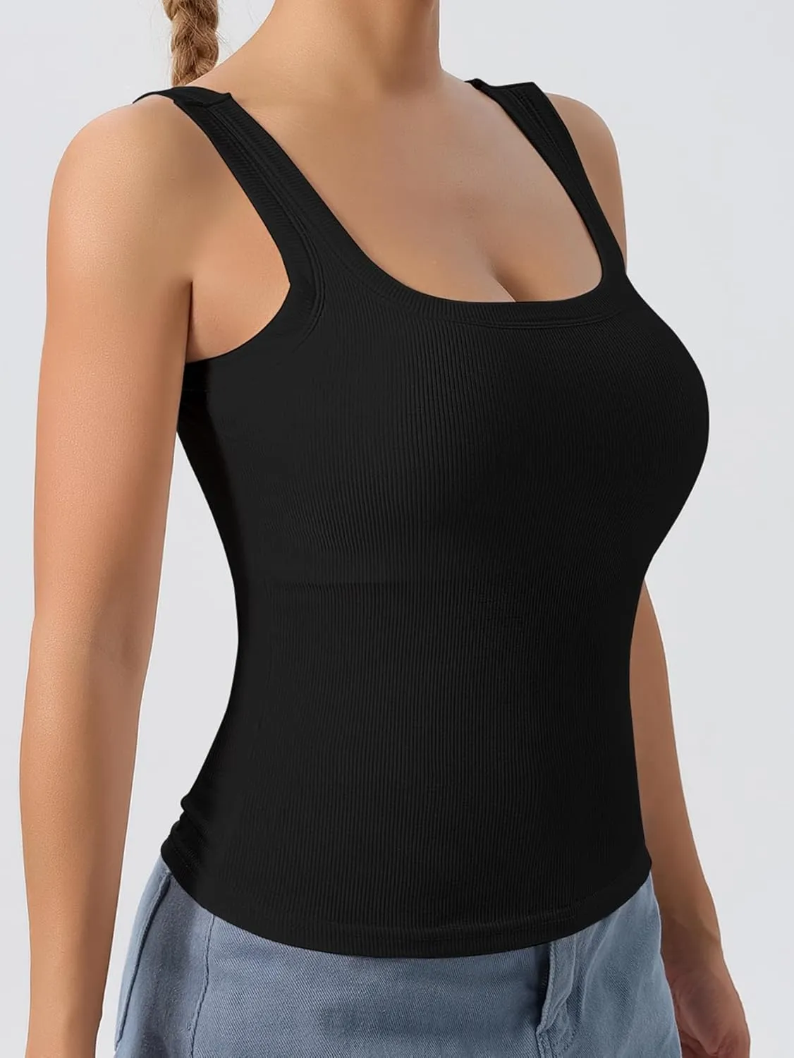 DAGGLOSE Women's U-Back Tank Top - 3-Pack,Built-in Bra, Removable Pads for Gym, Yoga & Outdoor, Long-Lasting Comfort
