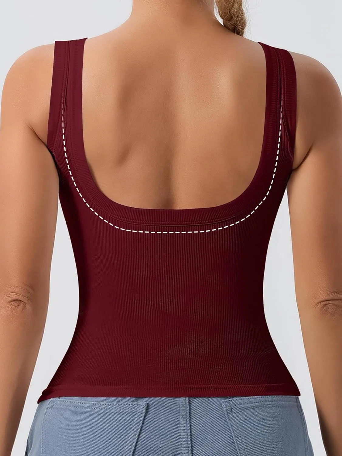 DAGGLOSE Women's U-Back Tank Top - 3-Pack,Built-in Bra, Removable Pads for Gym, Yoga & Outdoor, Long-Lasting Comfort
