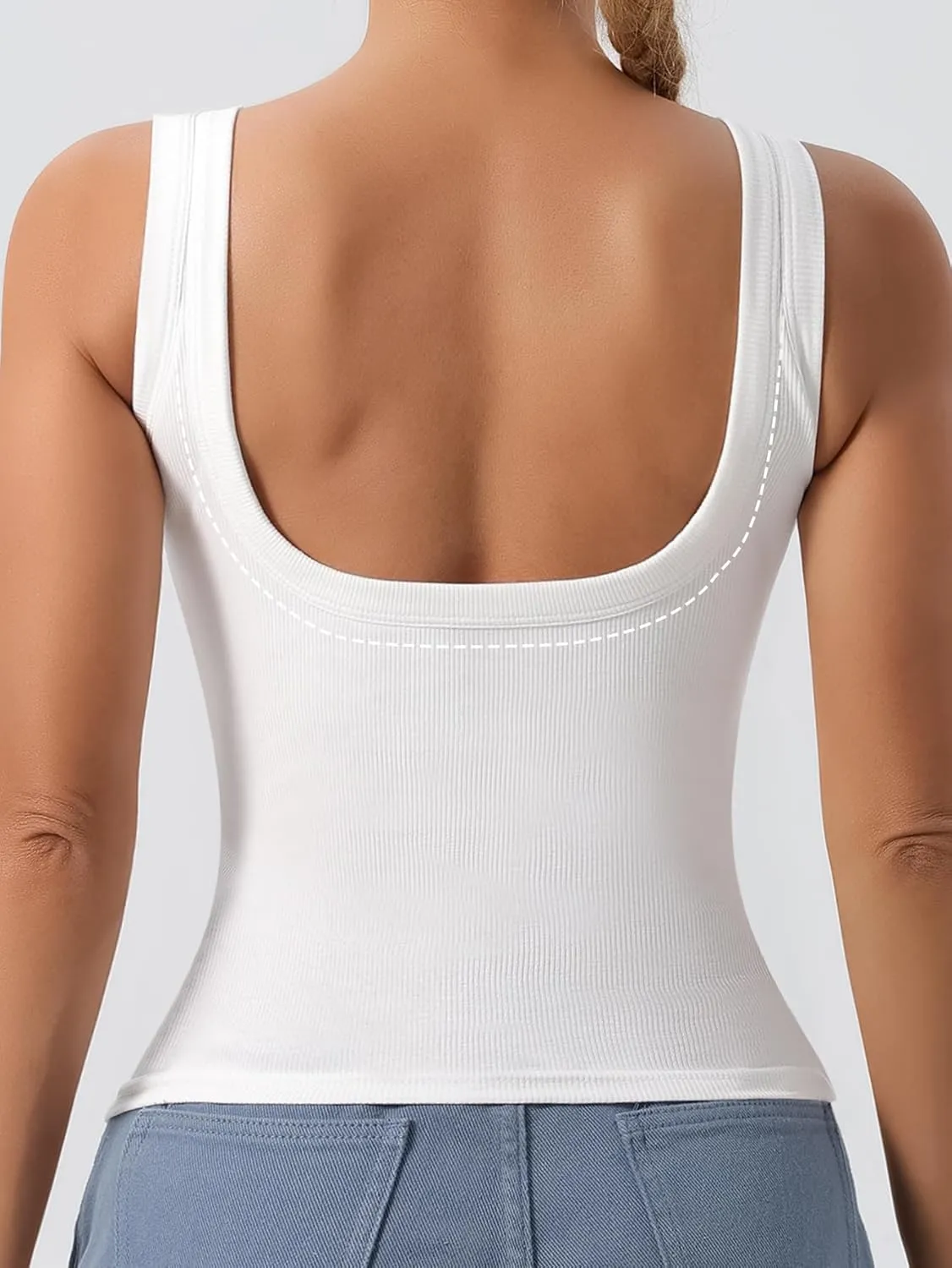 DAGGLOSE Women's U-Back Tank Top - 3-Pack,Built-in Bra, Removable Pads for Gym, Yoga & Outdoor, Long-Lasting Comfort
