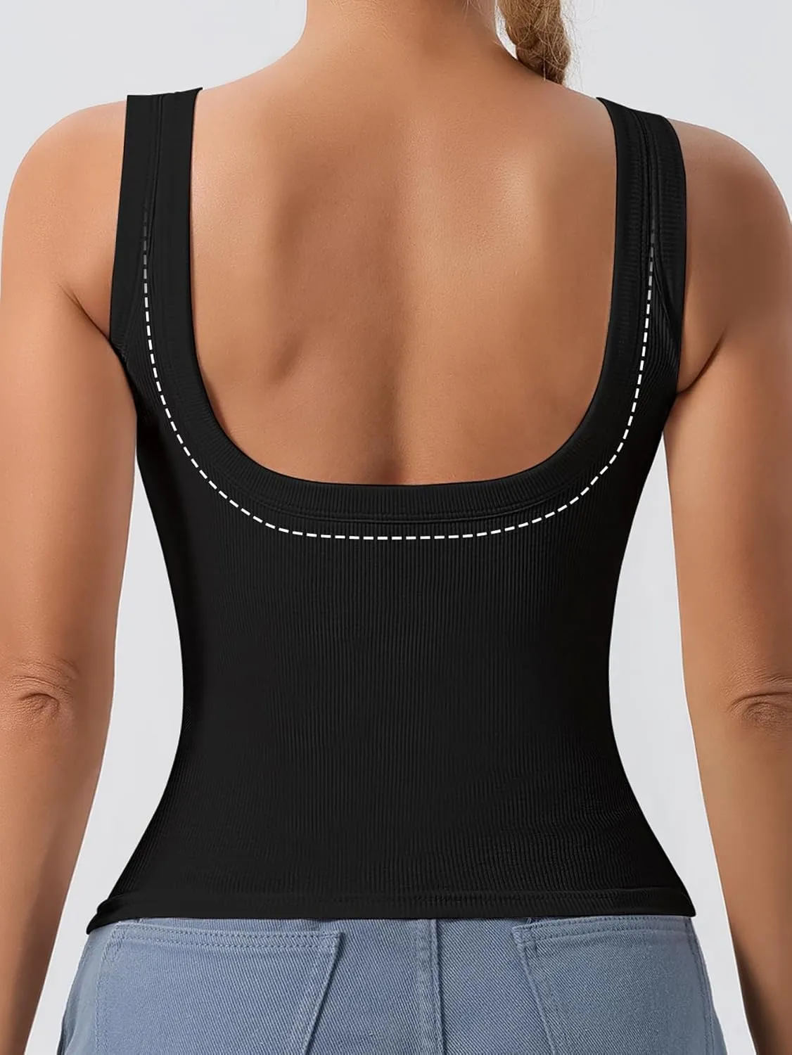 DAGGLOSE Women's U-Back Tank Top - 3-Pack,Built-in Bra, Removable Pads for Gym, Yoga & Outdoor, Long-Lasting Comfort