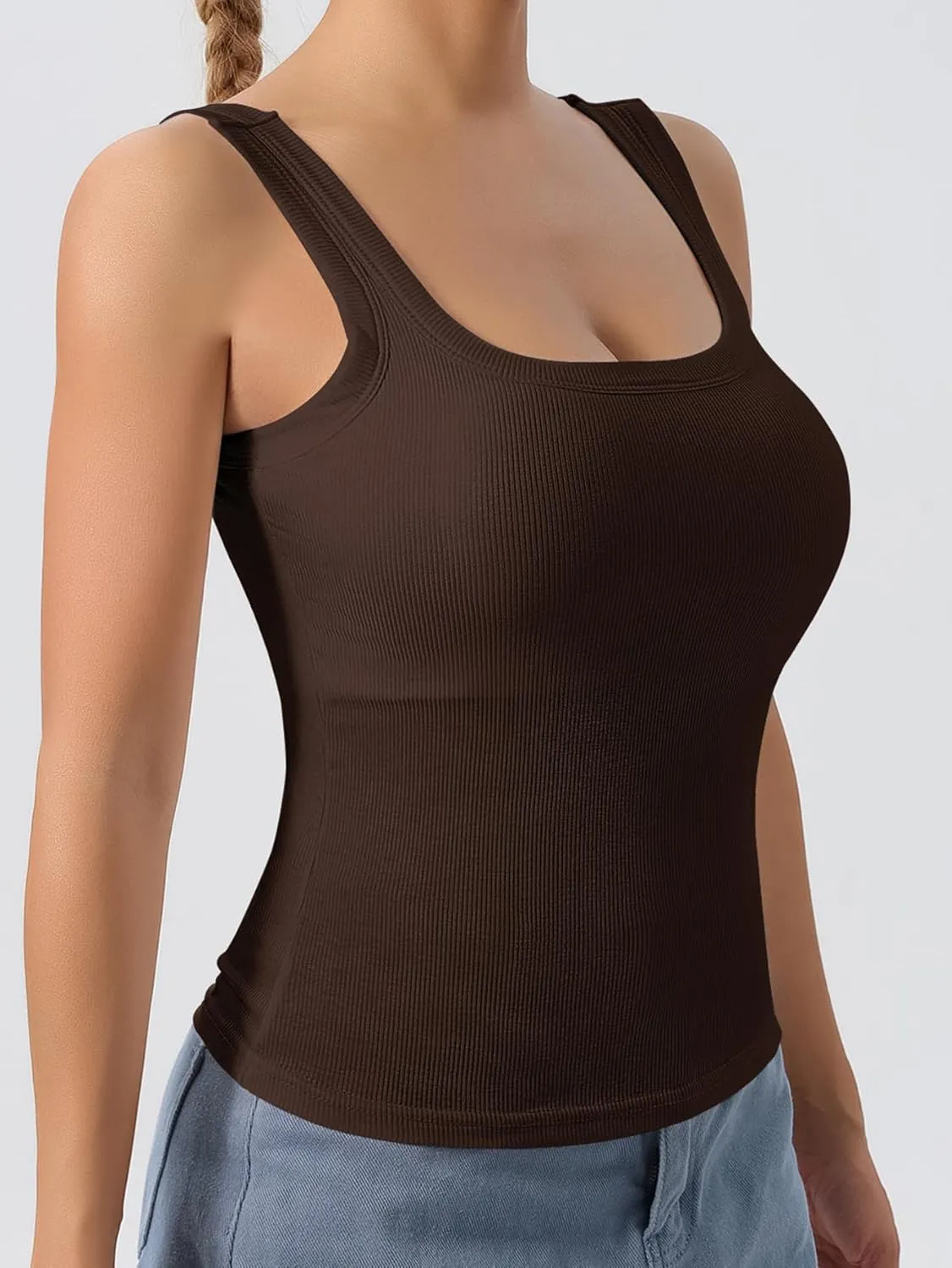 DAGGLOSE Women's U-Back Tank Top - 3-Pack,Built-in Bra, Removable Pads for Gym, Yoga & Outdoor, Long-Lasting Comfort