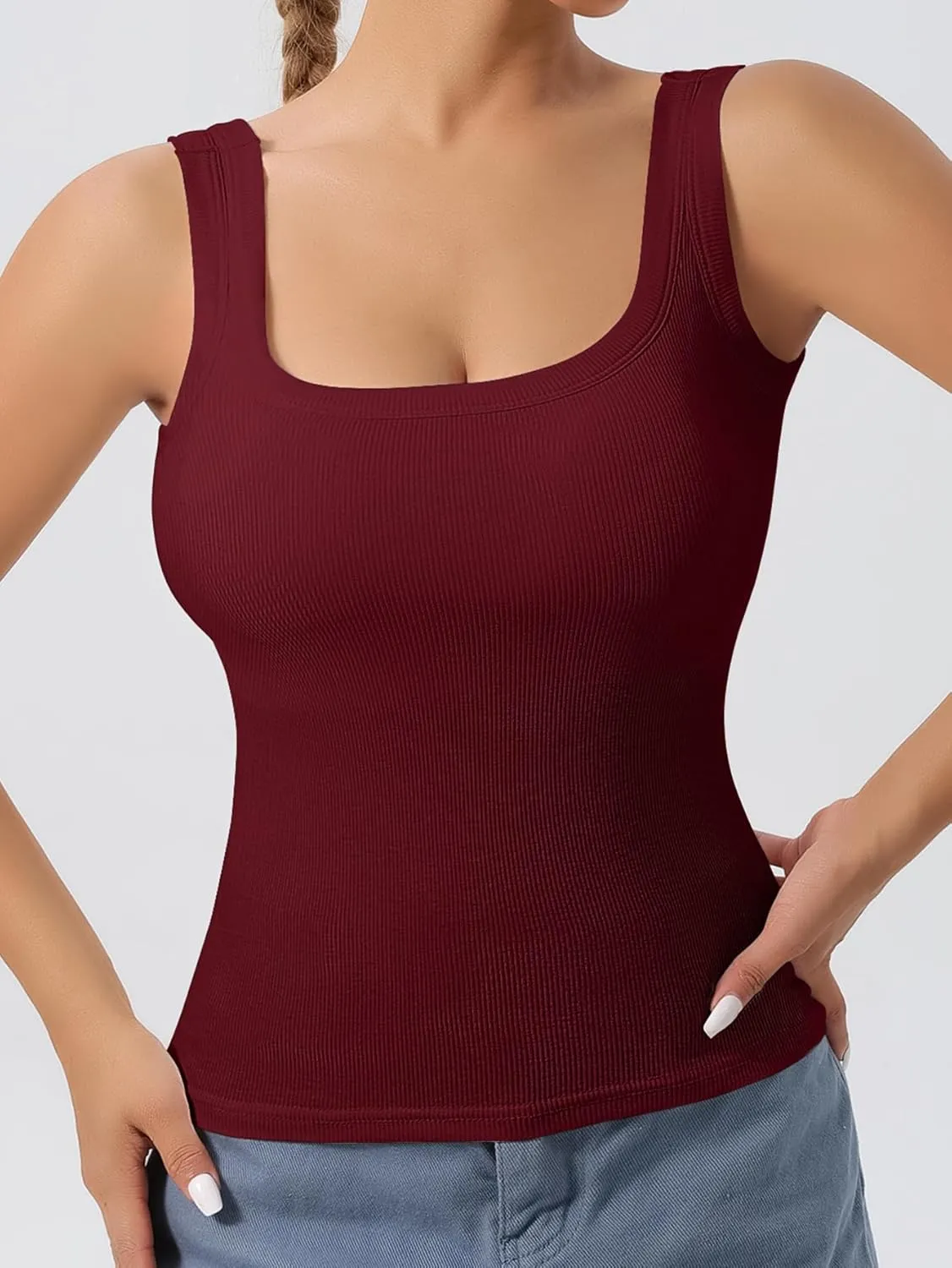 DAGGLOSE Women's U-Back Tank Top - 3-Pack,Built-in Bra, Removable Pads for Gym, Yoga & Outdoor, Long-Lasting Comfort