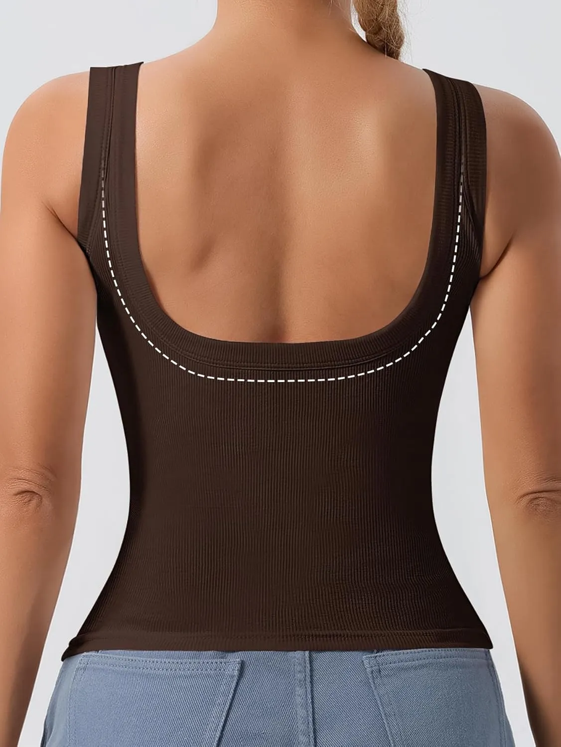 DAGGLOSE Women's U-Back Tank Top - 3-Pack,Built-in Bra, Removable Pads for Gym, Yoga & Outdoor, Long-Lasting Comfort