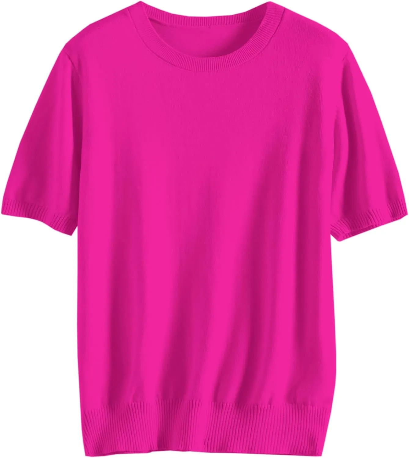 DAIMIDY Women's Short Sleeve Crew Neck Sweaters Lightweight Summer Sweater Casual Knit Pullover Tops