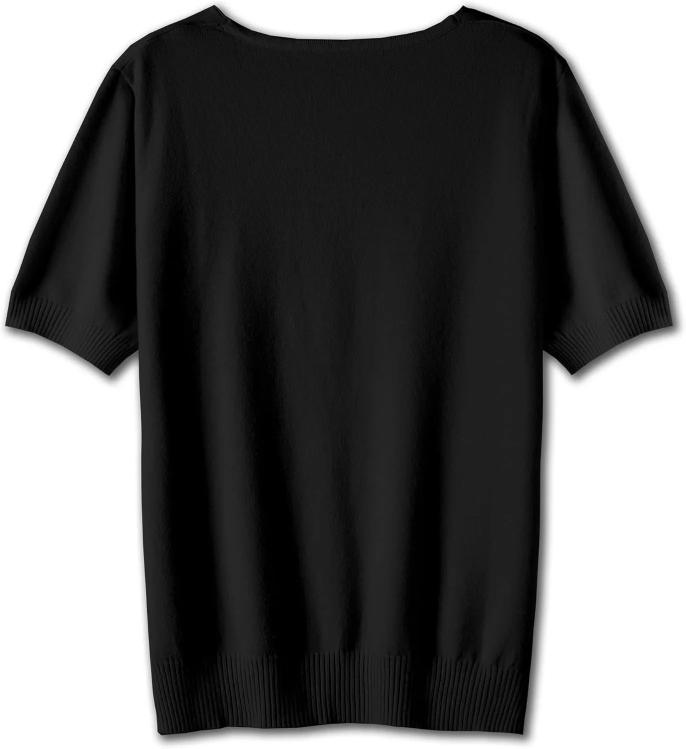 DAIMIDY Women's Short Sleeve V Neck Sweaters Casual Summer Sweater Lightweight Knit Pullover Tops