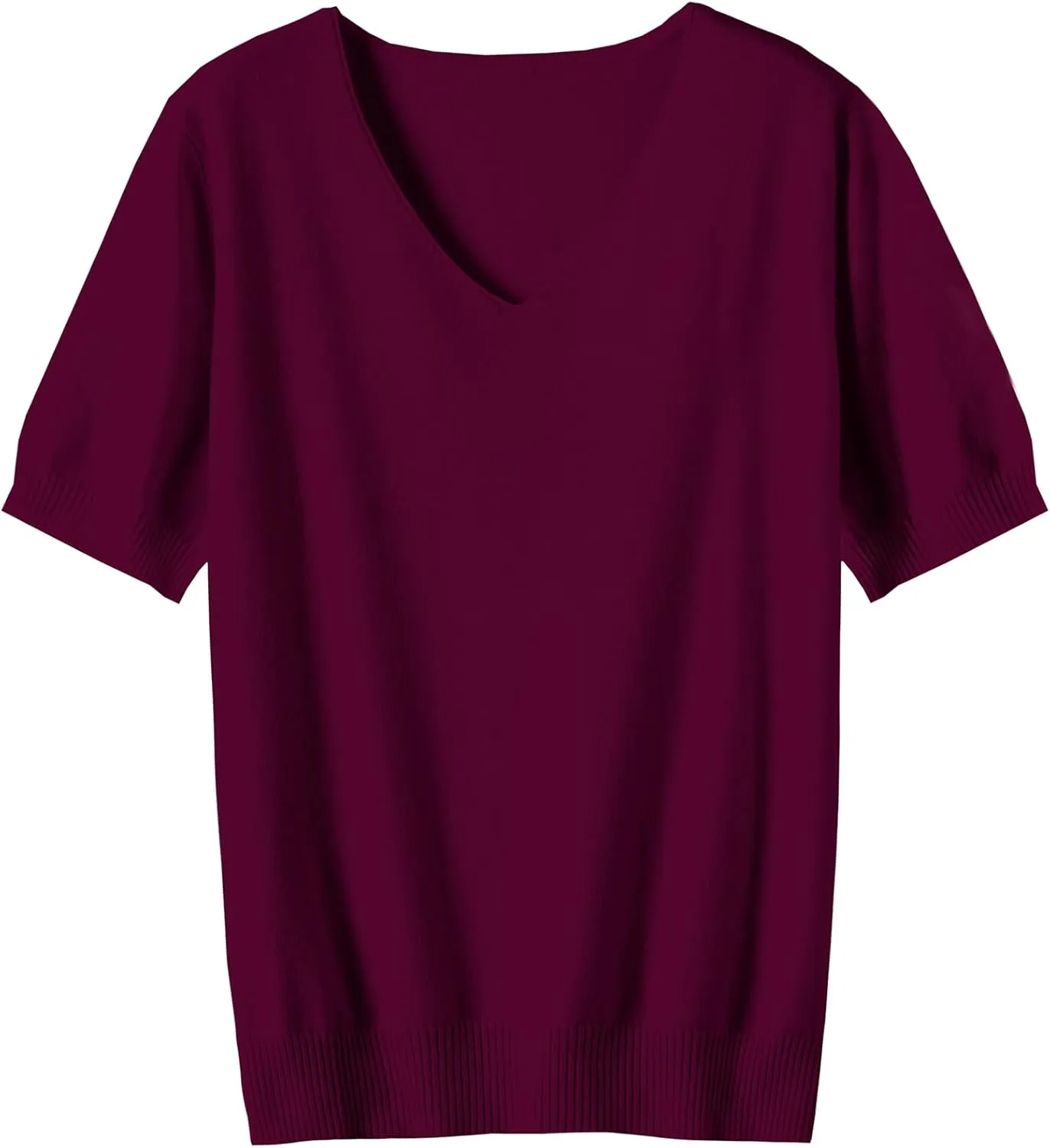 DAIMIDY Women's Short Sleeve V Neck Sweaters Casual Summer Sweater Lightweight Knit Pullover Tops