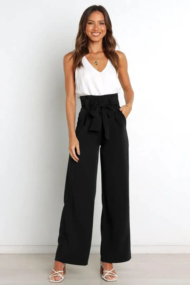 Daysskk Womens Wide Leg Pants High Waist Work Casual Dress Pants Flowy