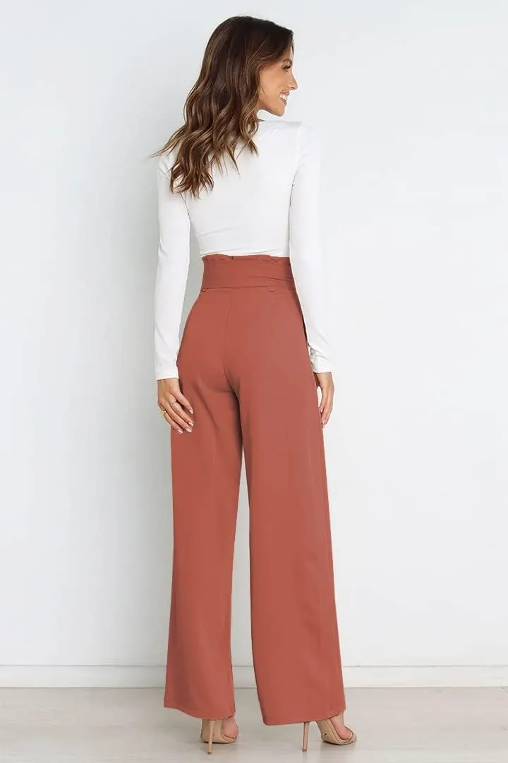 Daysskk Womens Wide Leg Pants High Waist Work Casual Dress Pants Flowy
