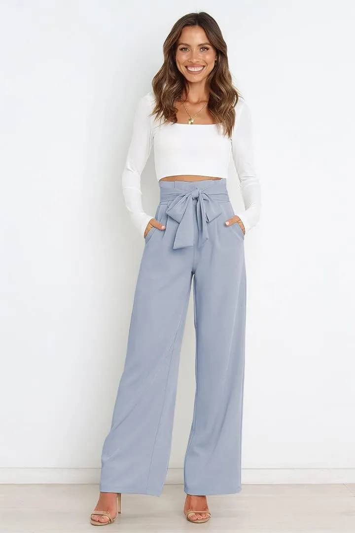 Daysskk Womens Wide Leg Pants High Waist Work Casual Dress Pants Flowy