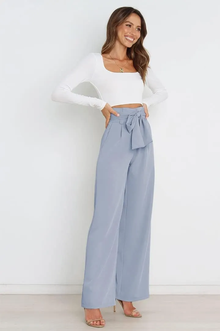 Daysskk Womens Wide Leg Pants High Waist Work Casual Dress Pants Flowy