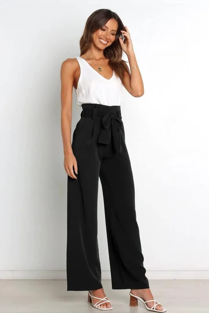 Daysskk Womens Wide Leg Pants High Waist Work Casual Dress Pants Flowy
