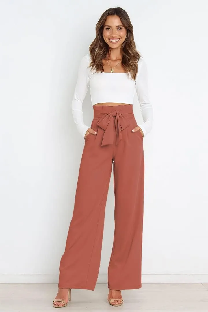 Daysskk Womens Wide Leg Pants High Waist Work Casual Dress Pants Flowy