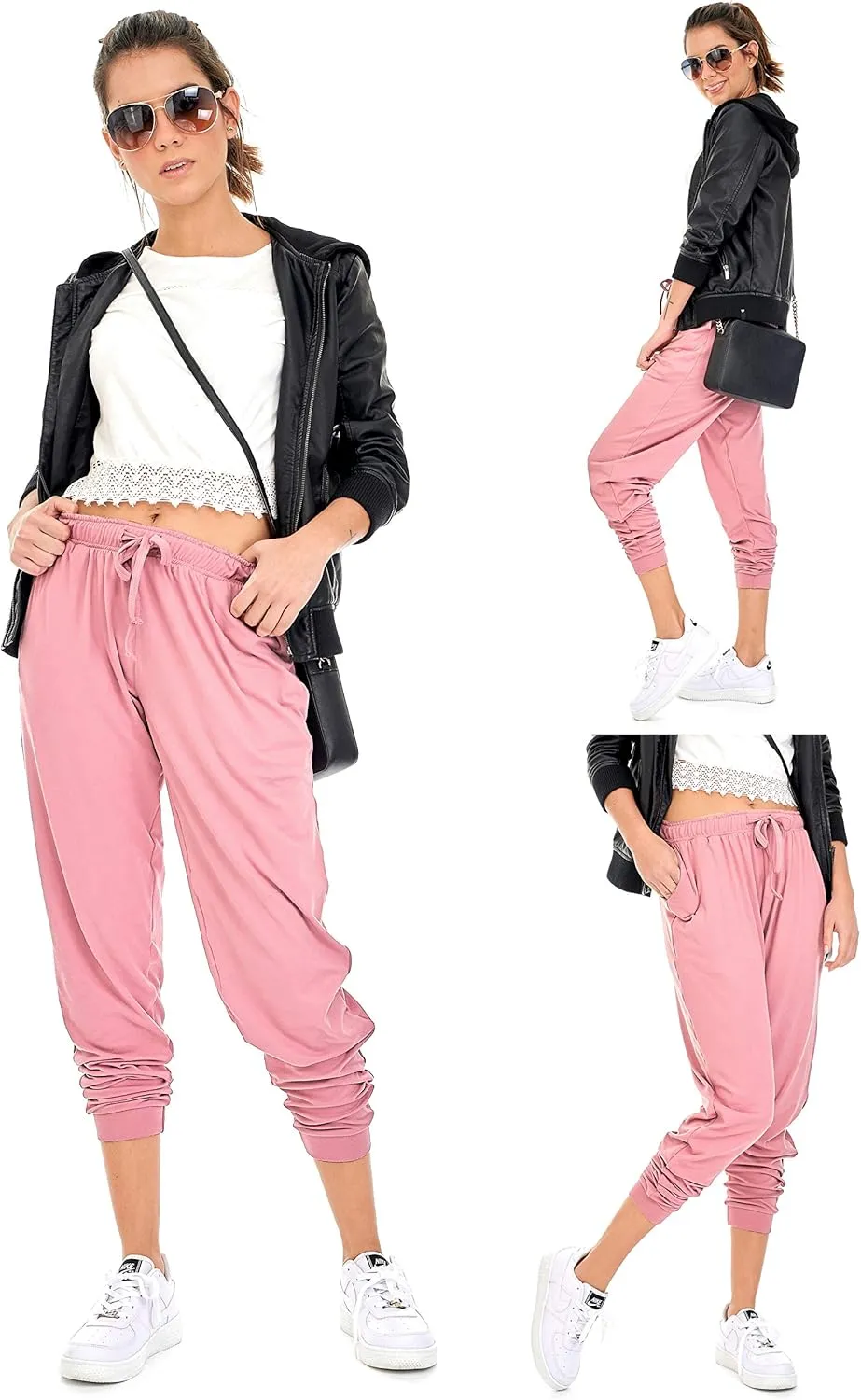 DEAR SPARKLE Jogger with Pockets for Women Drawstring Lightweight Sweats Yoga Lounge Pants   Plus Size (P7)