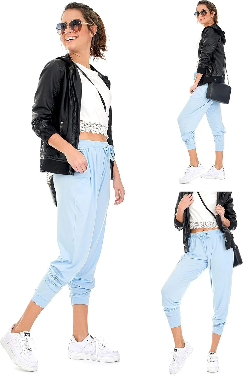 DEAR SPARKLE Jogger with Pockets for Women Drawstring Lightweight Sweats Yoga Lounge Pants   Plus Size (P7)