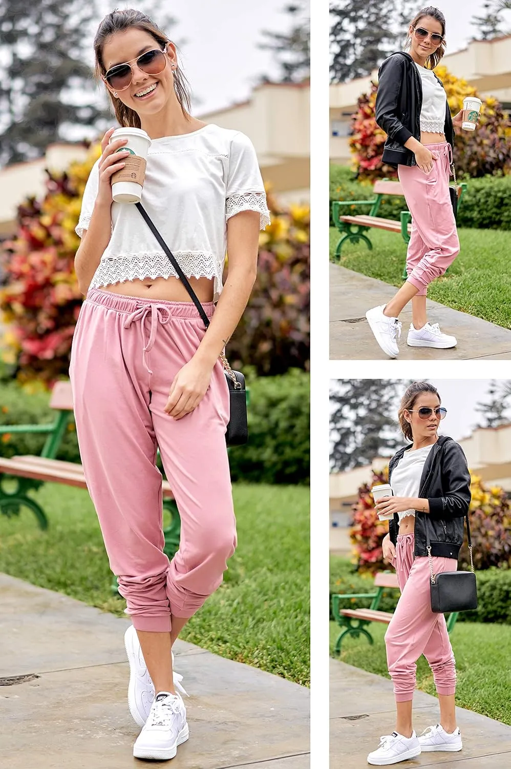 DEAR SPARKLE Jogger with Pockets for Women Drawstring Lightweight Sweats Yoga Lounge Pants   Plus Size (P7)