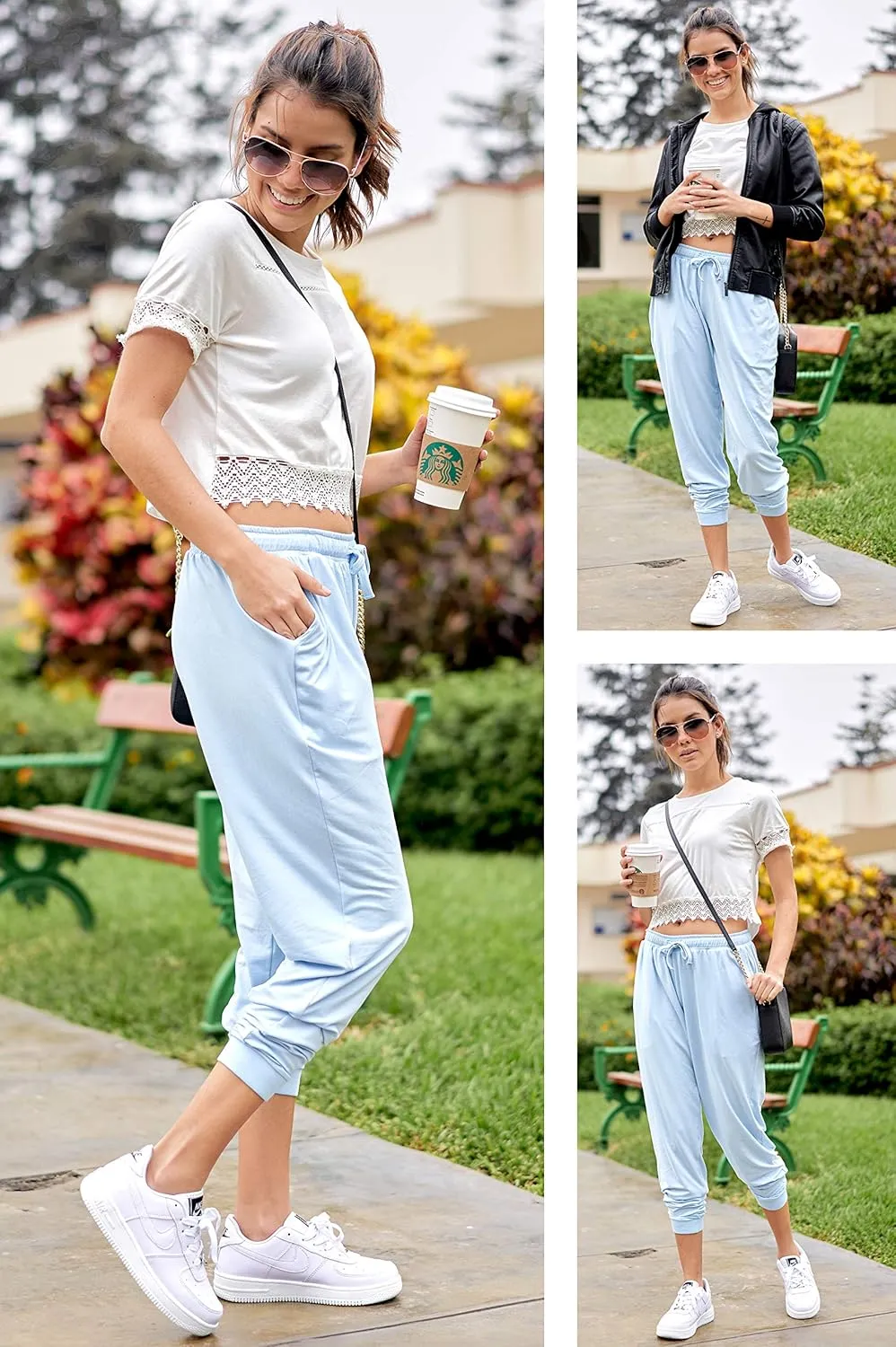 DEAR SPARKLE Jogger with Pockets for Women Drawstring Lightweight Sweats Yoga Lounge Pants   Plus Size (P7)