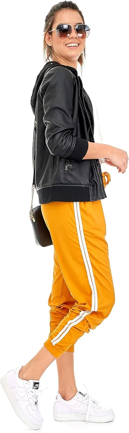 DEAR SPARKLE Workout Jogger for Women Stripe Side Drawstring Lightweight Joggers Yoga Striped Sweatpants   Plus (P7 R)