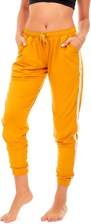 DEAR SPARKLE Workout Jogger for Women Stripe Side Drawstring Lightweight Joggers Yoga Striped Sweatpants   Plus (P7 R)