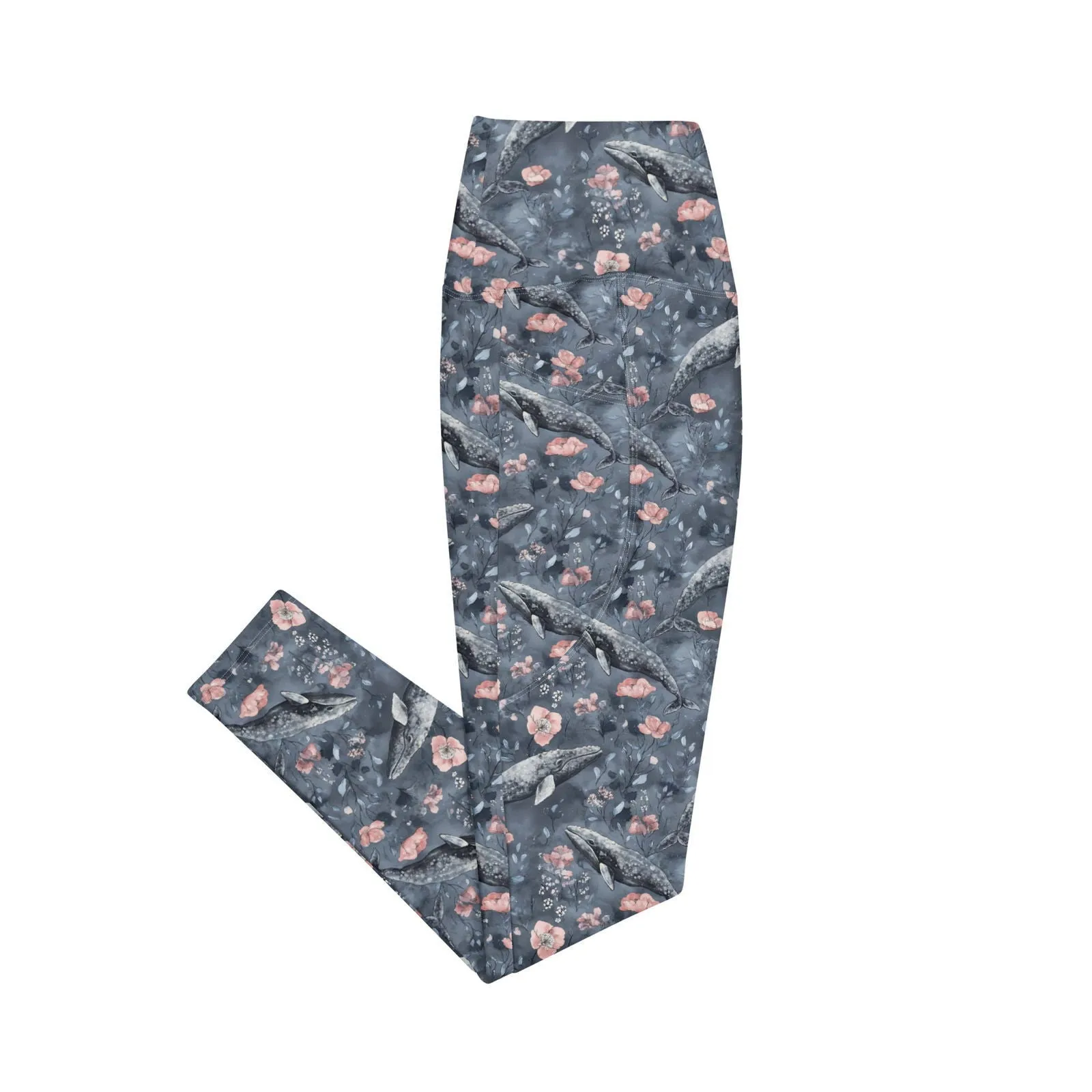 Dusky Gray Whale Eco Swim Leggings With Pockets