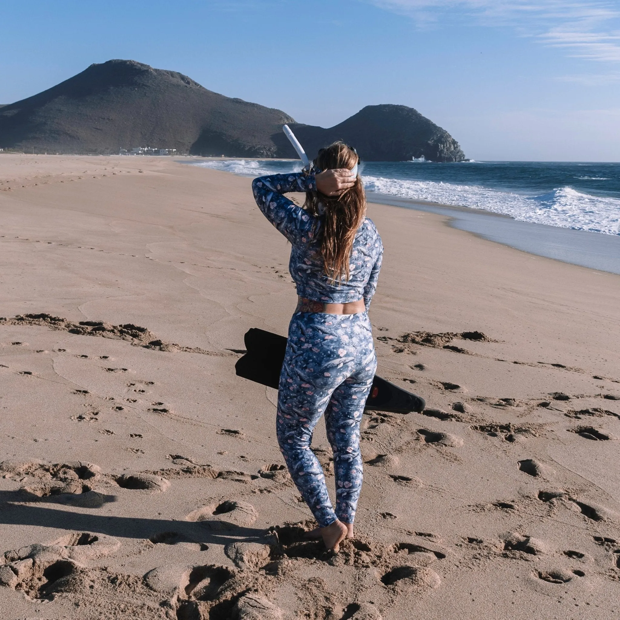 Dusky Gray Whale Eco Swim Leggings With Pockets