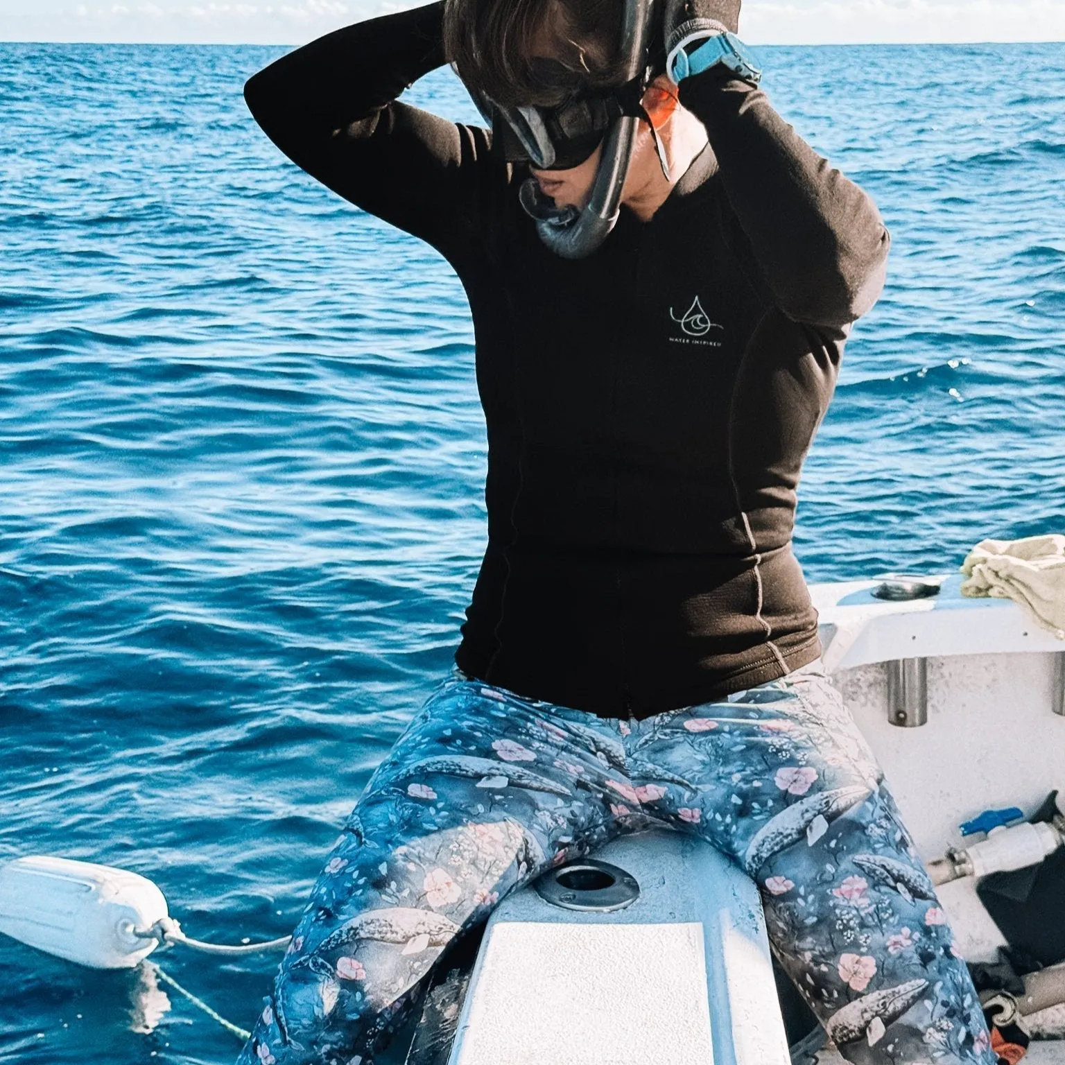 Dusky Gray Whale Eco Swim Leggings With Pockets