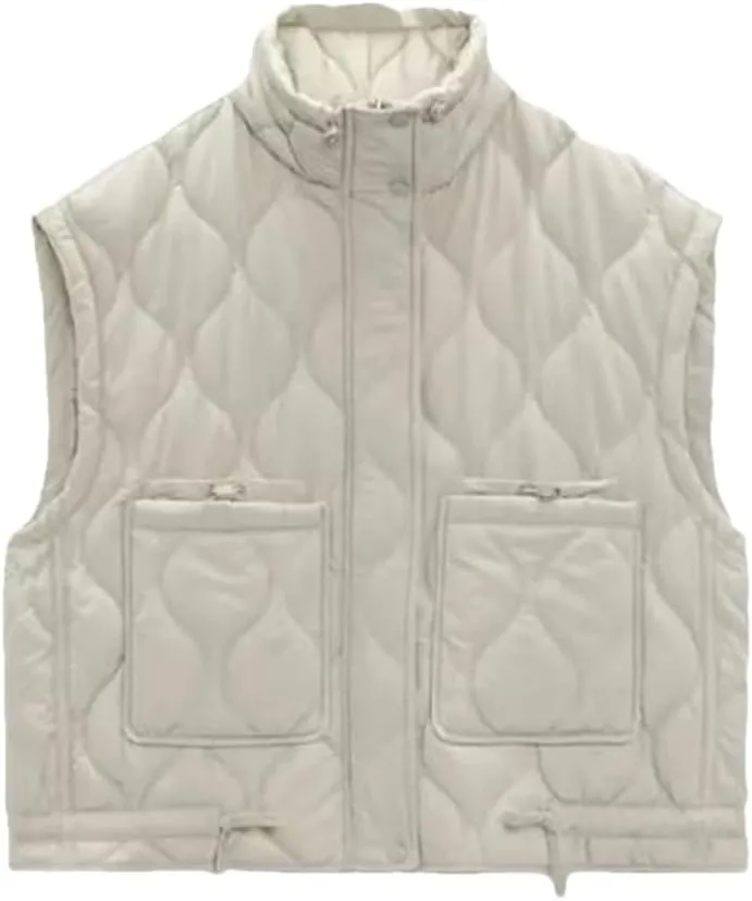Dvbfufv Women Cotton Padded Vest Jacket Stand Collar Lightweight Vest Women Waistcoat Sleeveless Padded Outerwear