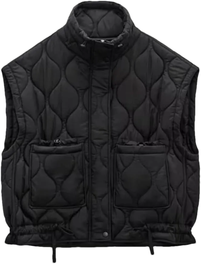 Dvbfufv Women Cotton Padded Vest Jacket Stand Collar Lightweight Vest Women Waistcoat Sleeveless Padded Outerwear