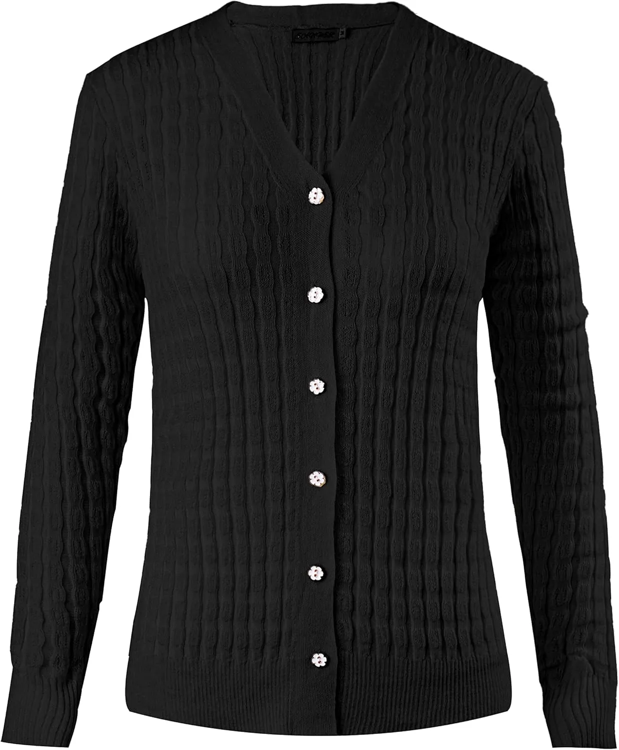 EANUER Women's Lightweight V Neck Long Sleeve Button Down Hollow Out Wool Cardigan Sweaters