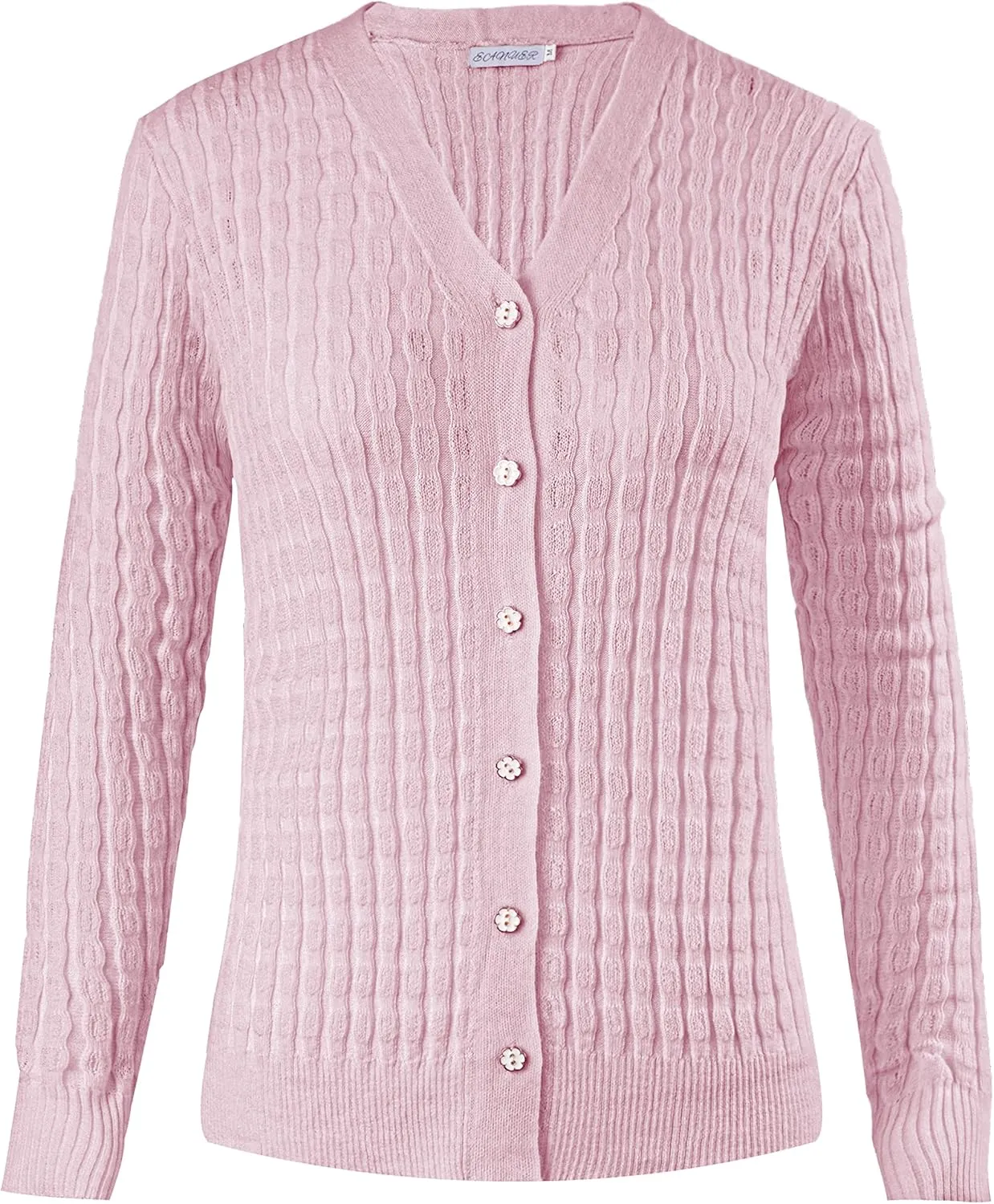 EANUER Women's Lightweight V Neck Long Sleeve Button Down Hollow Out Wool Cardigan Sweaters
