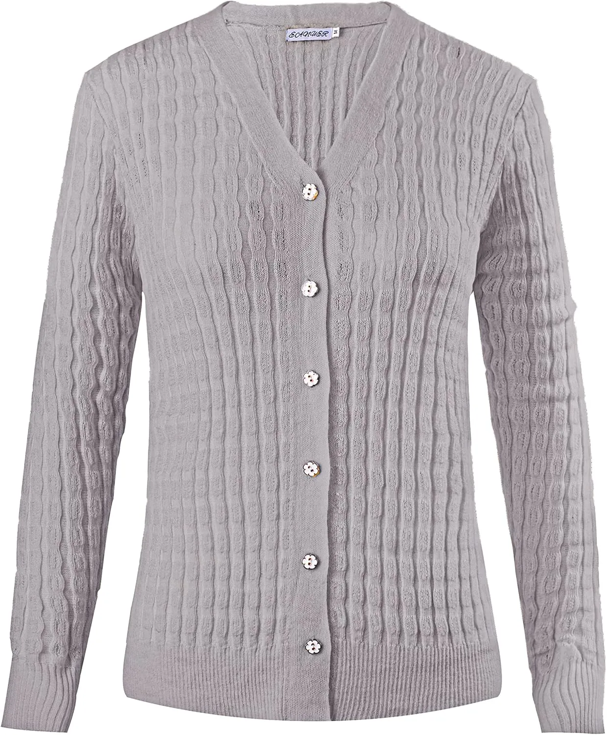 EANUER Women's Lightweight V Neck Long Sleeve Button Down Hollow Out Wool Cardigan Sweaters
