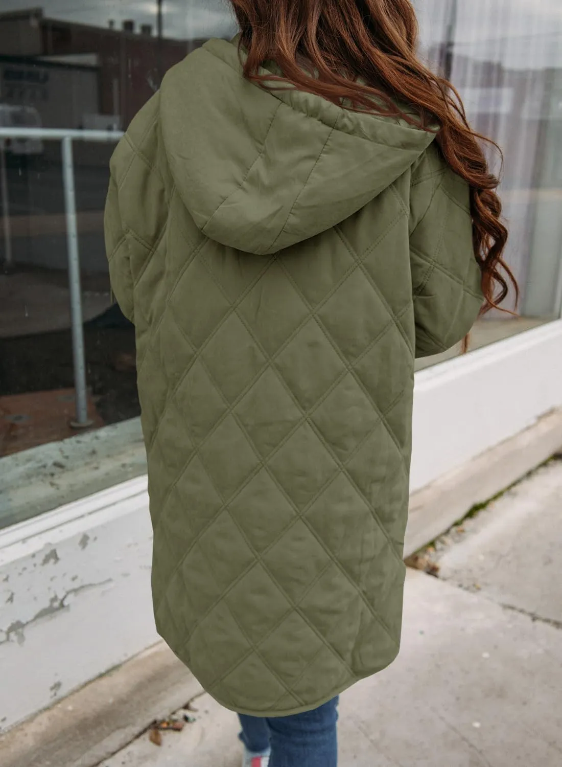 Ebifin Womens Long Quilted Puffer Jacket Winter Warm Hooded Lightweight Parkas Coat with Pockets