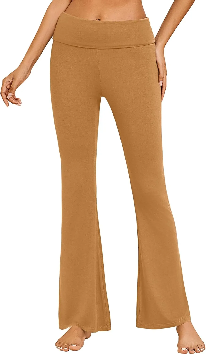Ekouaer Fold Over Yoga Pants for Women Flare Leggings Comfy Pajama Pants Lounge Bell Bottom Pants