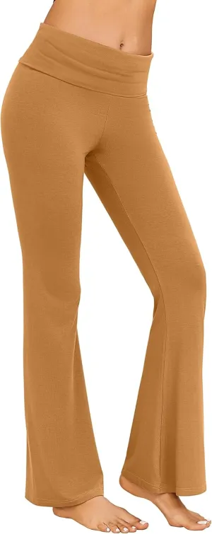 Ekouaer Fold Over Yoga Pants for Women Flare Leggings Comfy Pajama Pants Lounge Bell Bottom Pants