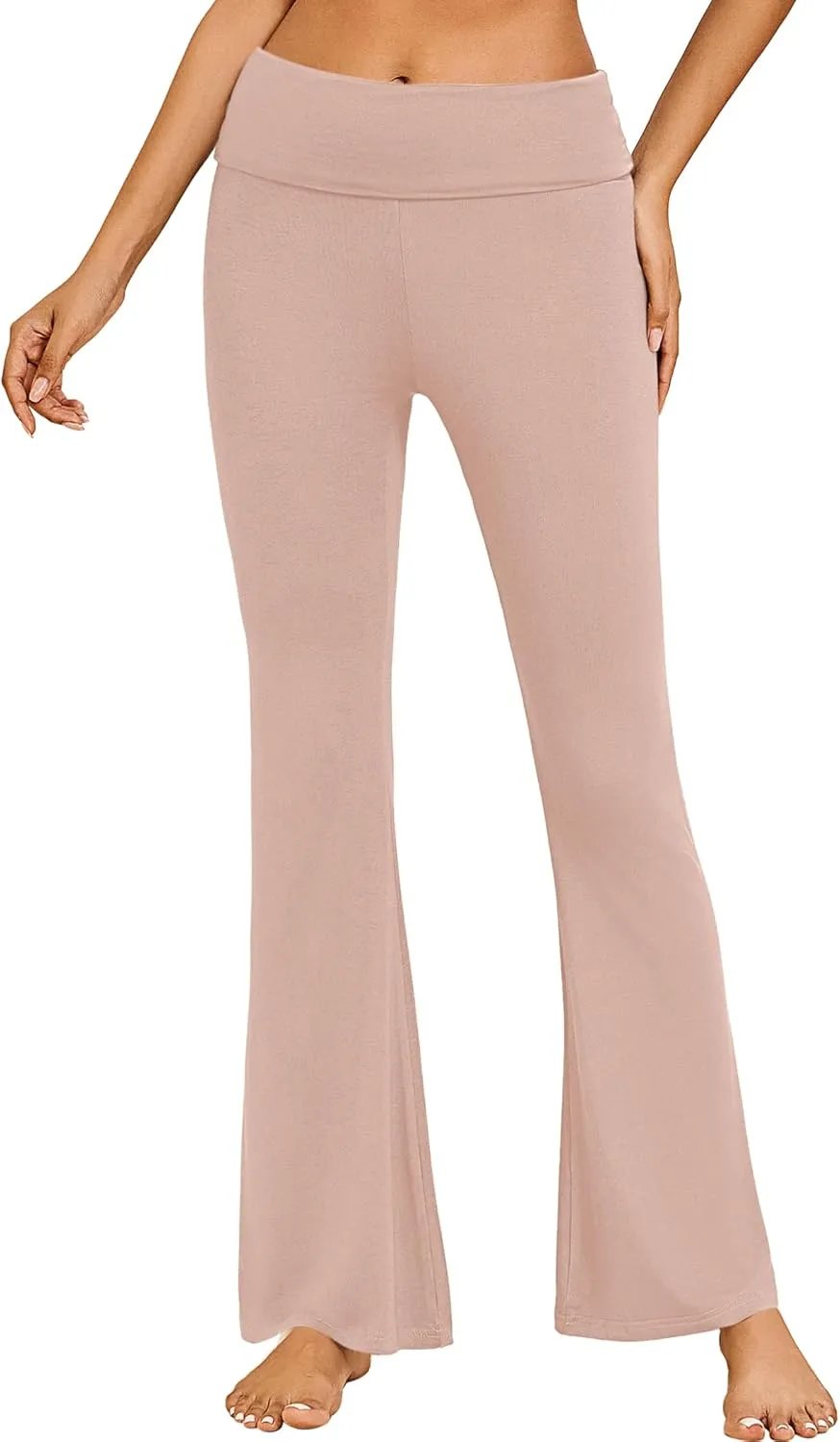 Ekouaer Fold Over Yoga Pants for Women Flare Leggings Comfy Pajama Pants Lounge Bell Bottom Pants