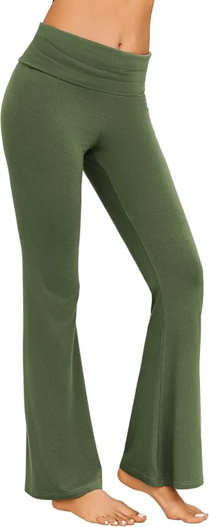 Ekouaer Fold Over Yoga Pants for Women Flare Leggings Comfy Pajama Pants Lounge Bell Bottom Pants