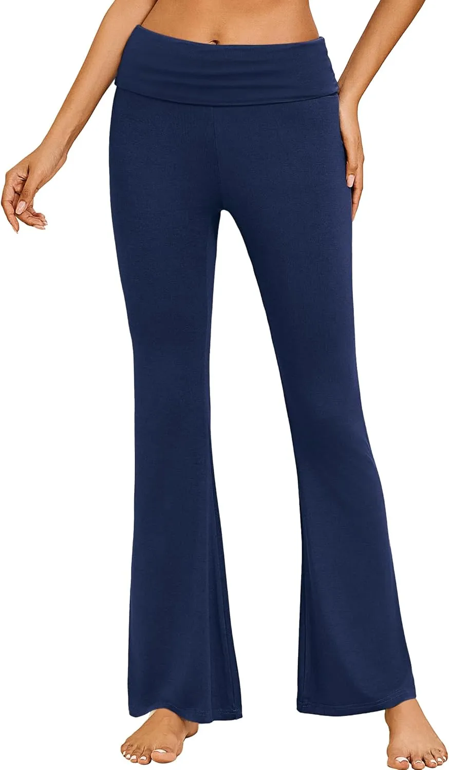 Ekouaer Fold Over Yoga Pants for Women Flare Leggings Comfy Pajama Pants Lounge Bell Bottom Pants