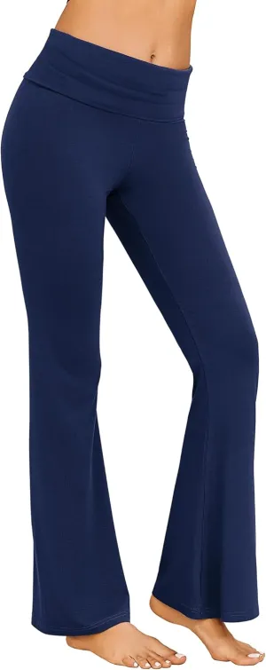 Ekouaer Fold Over Yoga Pants for Women Flare Leggings Comfy Pajama Pants Lounge Bell Bottom Pants