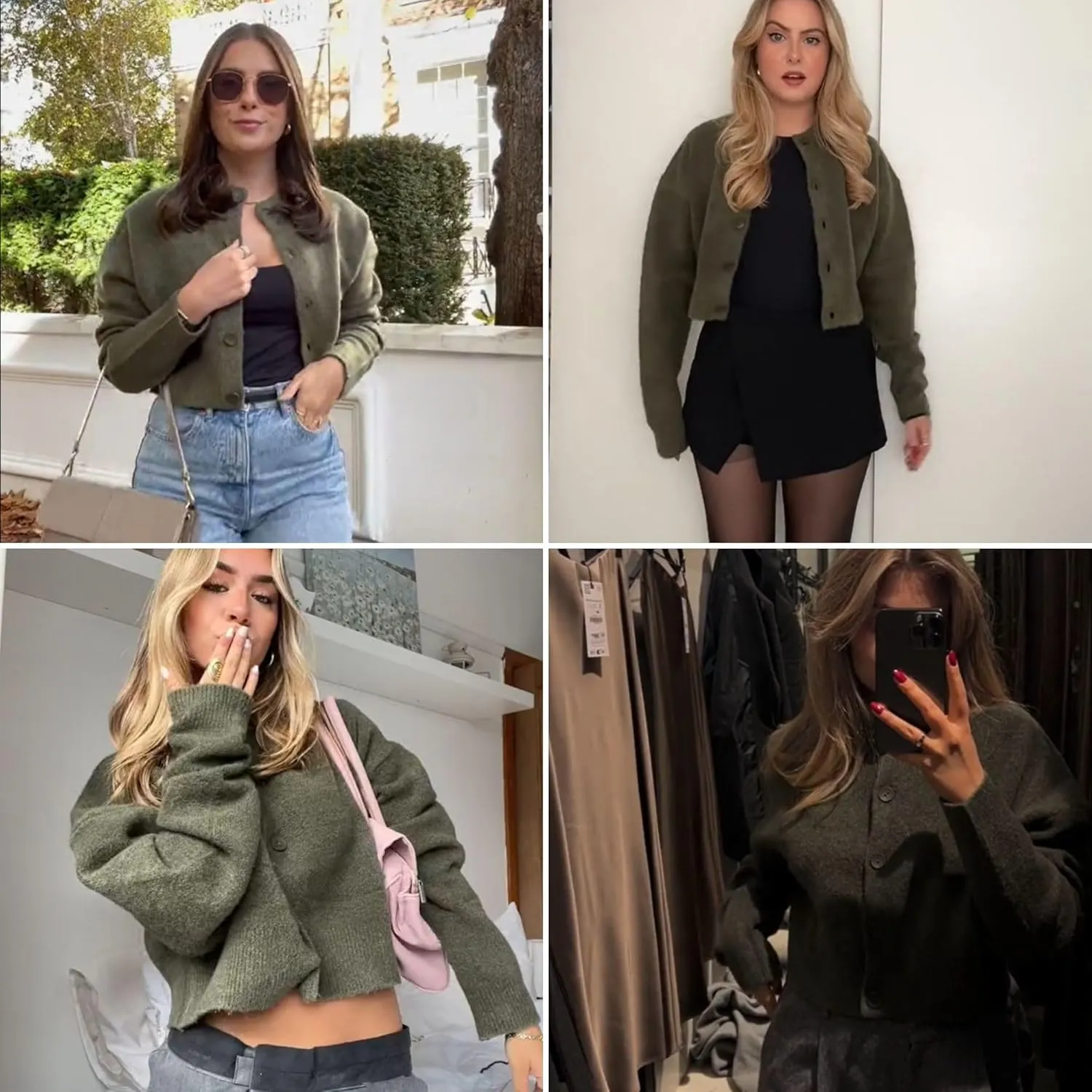 FindThy Womens Cropped Cardigan Sweater Crewneck Solid Color Long Sleeve Button Down Knitted Outerwear Top